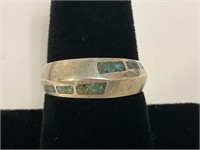 Sterling Inlay Turquoise Ring 3.3gr TW Sz 7.5