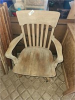 Vintage Wood Mid Century Chair on Rollers