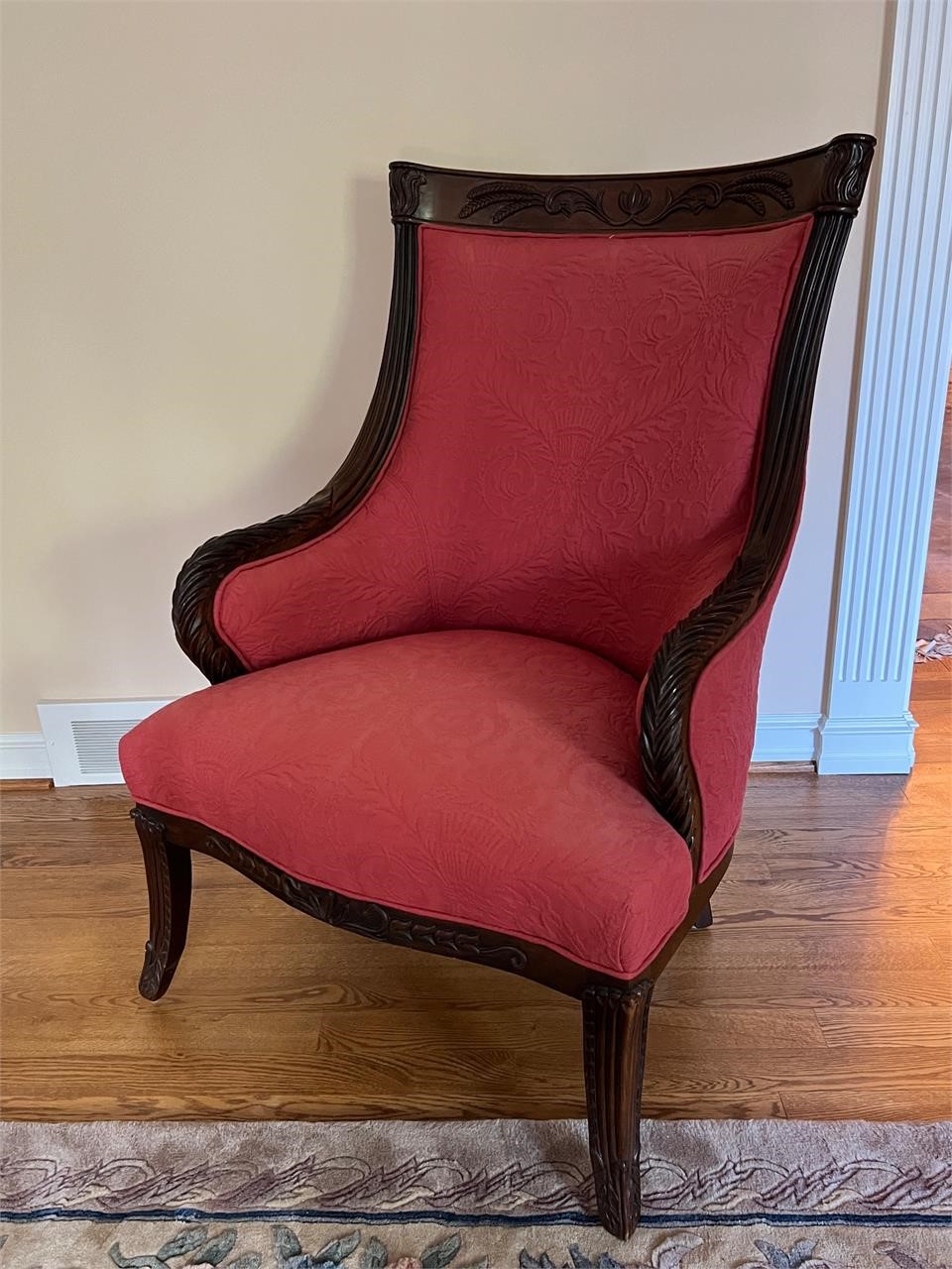 Antique Raspberry Upholstered Armchair