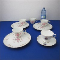 4 Blossomtime L'Amont Cups & 3 Snack Plates &