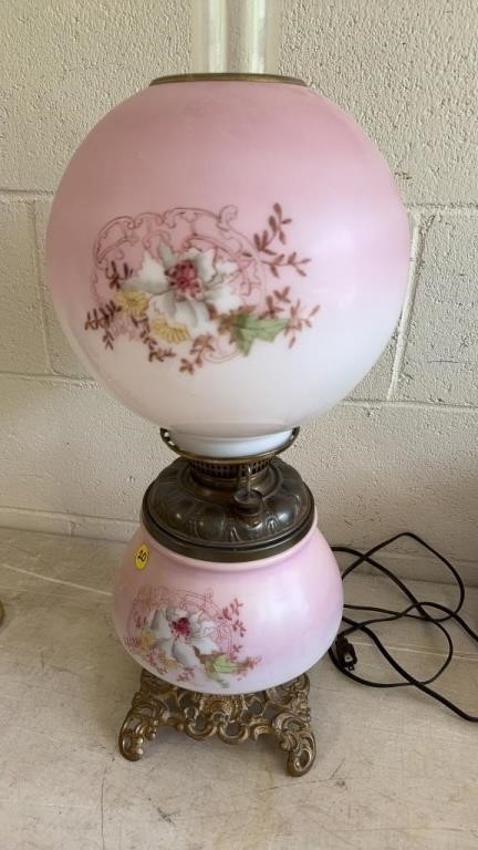 GWTW Lamp, Rose Pattern, Electified