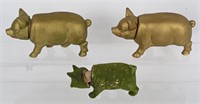 3- EARLY PIG COMPOSITION CANDY CONTAINERS