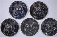 Bag of 5 Mixed Kennedy Half Dollars Mixed Grades B