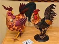 Pair of Roosters - 11" and 12" tall
