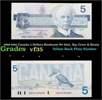 1986-1991 Canada 5 Dollars Banknote P# 95a1, Sig.