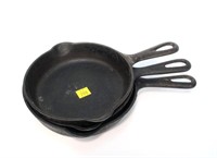 3- Small cast iron Griswold pans