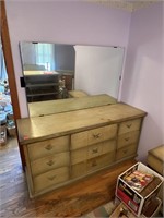 9-Vintage Drawer Dresser with Mirror 62” & 32”