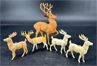 Vintage Celluloid & Felt Reindeer Ornaments