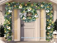 12 Ft, 24 Wreath Hotop 5 Pcs Christmas Garland Set