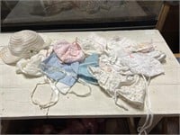 Vintage baby bonnets, and hat