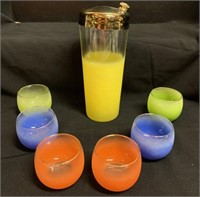 Retro cocktail shaker and glasses