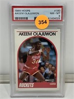 Psa 8 1989 Hoops Akeem Olajuwon #180 Cased &