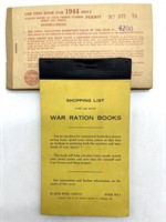 1944 War Ration Book and Shopping List for War