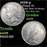 1928-p Peace $1 Grades Choice AU/BU Slider