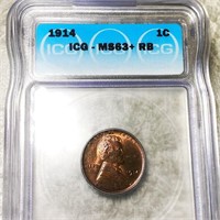 1914 Lincoln Wheat Penny ICG - MS63+ RB