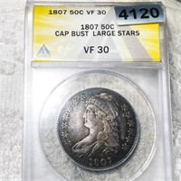 1807 Capped Bust Half Dollar ANACS - VF30 LG STARS
