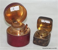 Two Antique Travelling/Campaign Inkwells