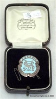 Scarce Antique Silver & Blue Enamel Prefect Badge