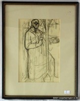 Eric Gill Charcoal Religous Study on Paper