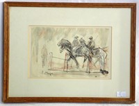 Paul Maze  "The Parade Ring" Ink and Watercolour
