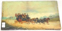 Signed M A Richard  Painting on Board Stagecoach