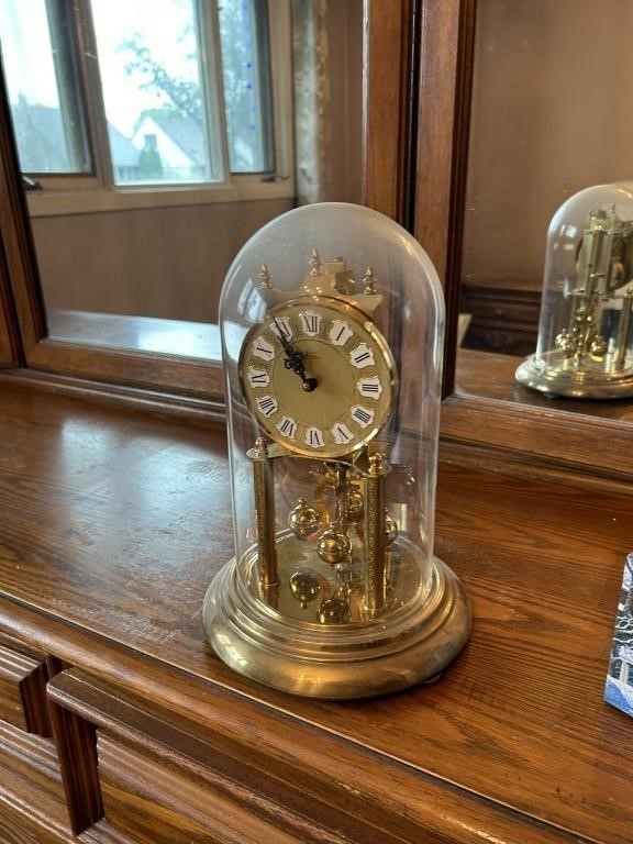 Antique German Glass Dome Clock