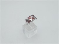 925 Like New Garnet Crystal Heart Band Ring