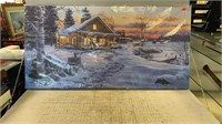Winter Cabin Landscape Wall Art