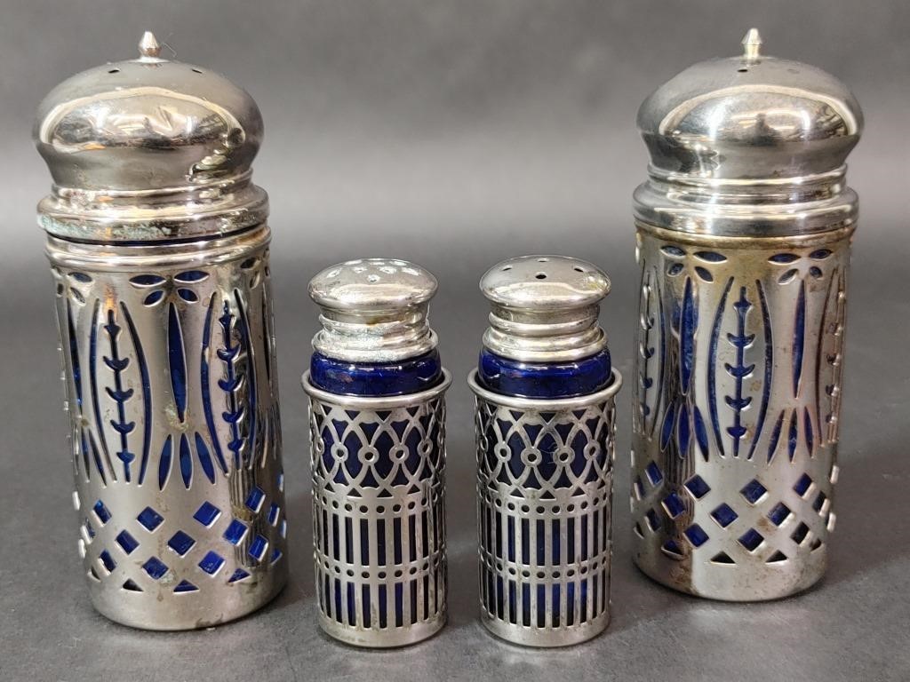 Vintage Salt and Pepper Shakers Cobalt Blue Glass