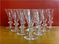 Ten Steuben Trumpet Art Glass Water Goblets
