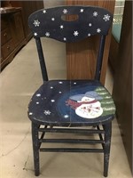Hand Painted Wood Chair Snowman
