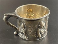 Rare antique Billiken cup, silver-plated from Quee