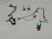 sterling necklaces/ turquoise + hummingbirds