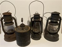Antique Oil Lanterns and Oil Can