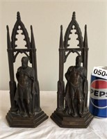 Bronze Gothic Revival Roman Soldier Bookends