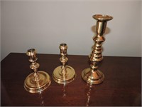 2 Baldwin Brass Candle Holders & EB Candle Holder