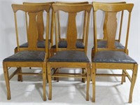 Set of 6 Oak T Back Dining Chairs