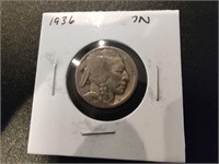 1936 7N Buffalo Nickel
