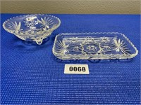 Cut Glass Footed Bowl & Tray Scalloped Edge