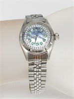 Estate $7000 Blue MOP Rolex Emerald and Diamonds