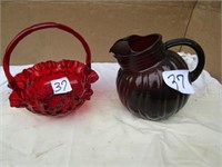 RUBY RED PITCHER, BASKET