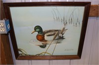 Swimming Mallard on Pond Original Oil on Canvas