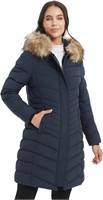 Molemsx Womens' Puffer Hooded Parka, Navy, Small