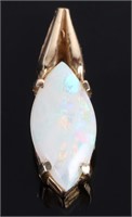 14K YELLOW GOLD WHITE OPAL MARQUISE PENDANT