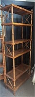 Vintage bamboo and cane floor shelf