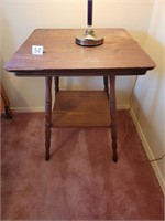 24" SQUARE TABLE ; 29" HIGH OAK LAMP STAND