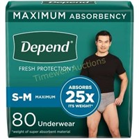 Depend Men's Underwear S/M Grey  80Ct