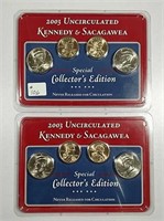 2 sets of 2003 Kennedy & Sacagawea coins  BU