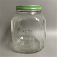Vintage Hoosier Cabinet Square Glass Jar w/ Lid