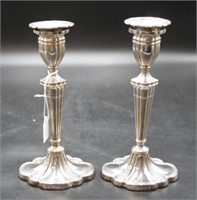 Pair Victorian silver plate candlesticks